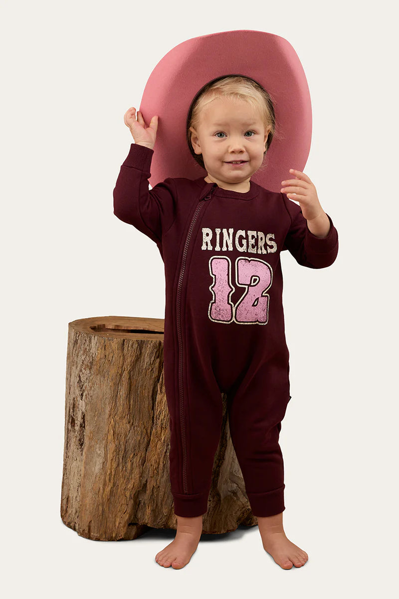 Ringers Western Babies Moto Fleece Long Sleeve Zip Onsie