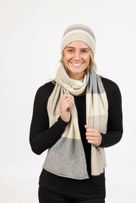 Native World Women Travel Scarf - 116 Natural Stripe