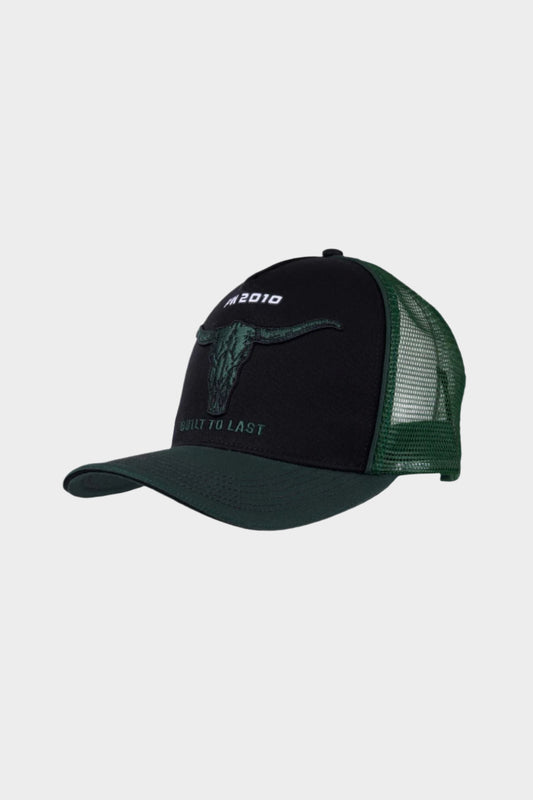 Pure Western Men's Nick High Profile Trucker Cap - BLACK/GREEN