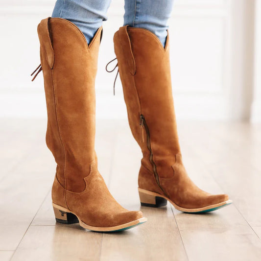 Lane Boots Olivia Jane Knee High Corset - Toffee Suede