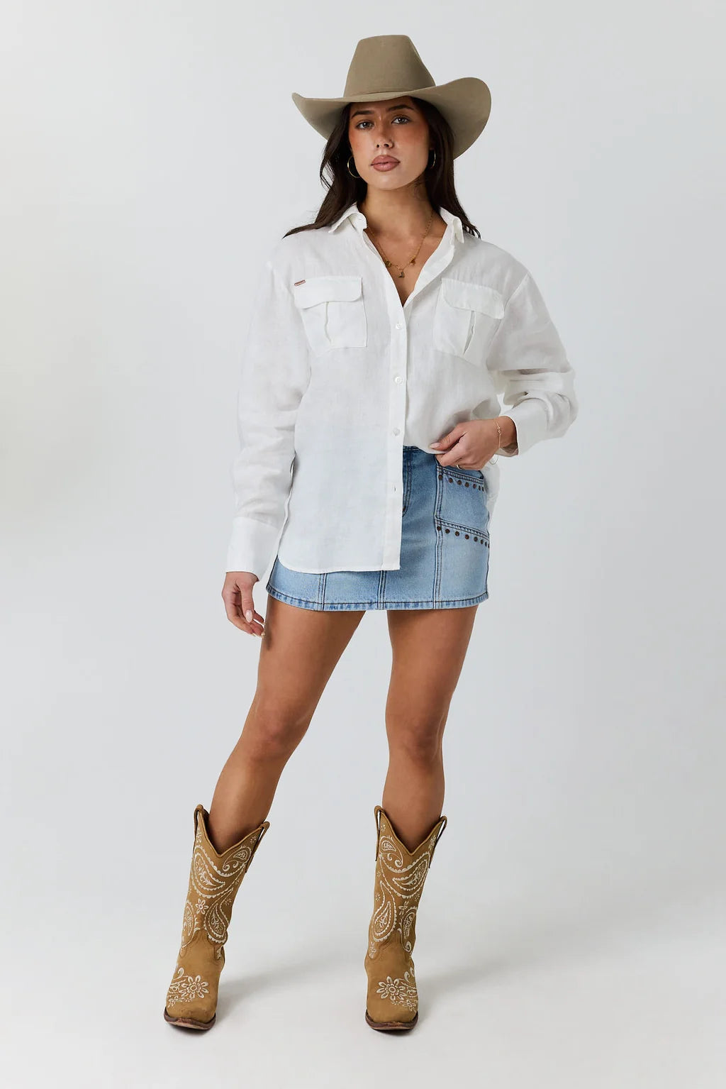 Ringers Western Womens Once a Cowgirl Mini Skirt - Vintage Light Blue