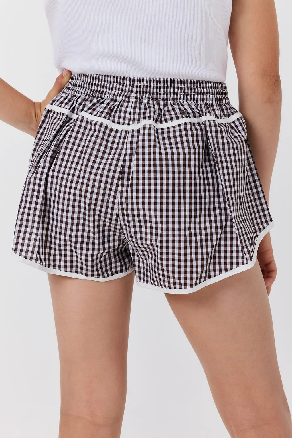 Ringers Western Youth Girls One Buck Gingham Shorts - Chocolate