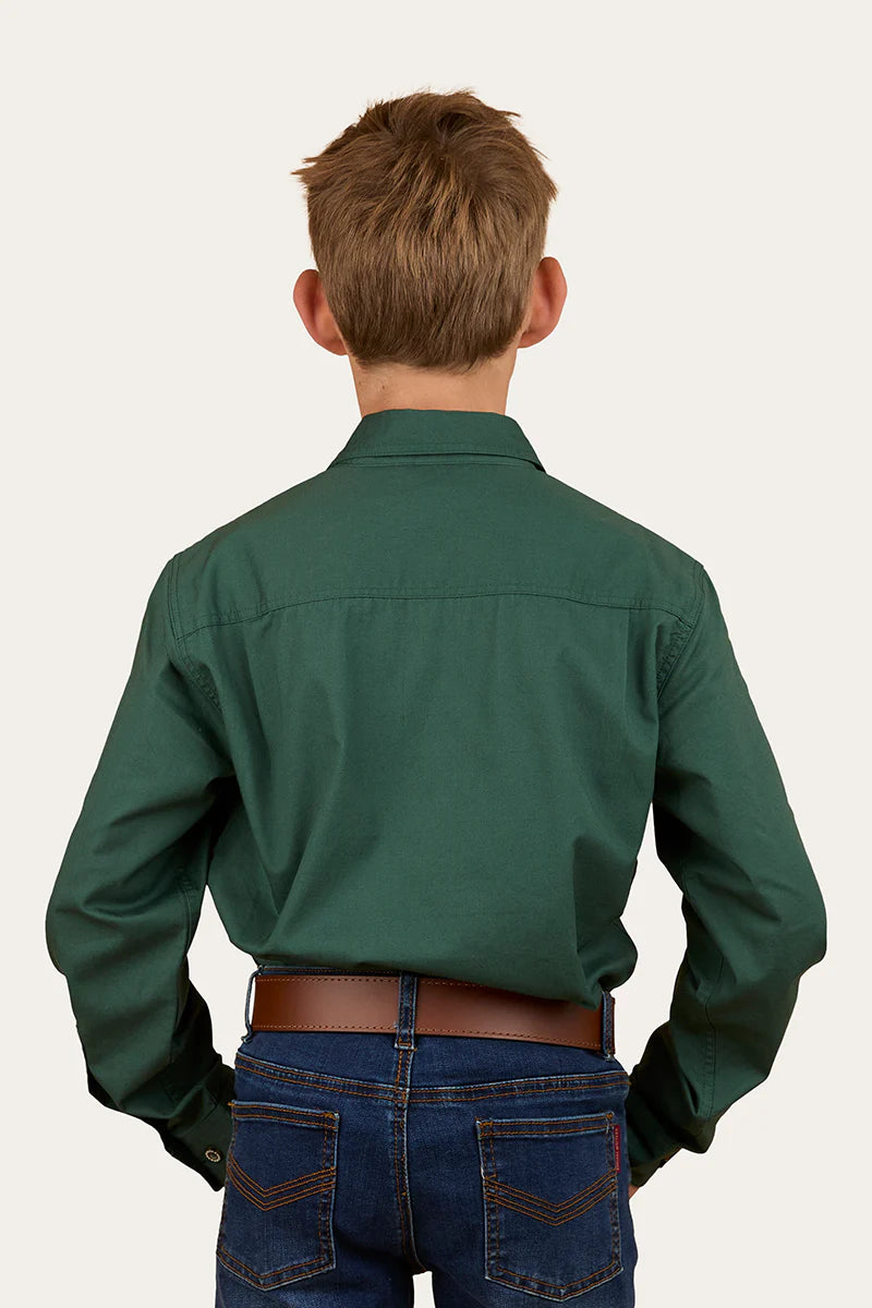 Ringers Western Kid's Ord River Half Button Work Shirt - Pine