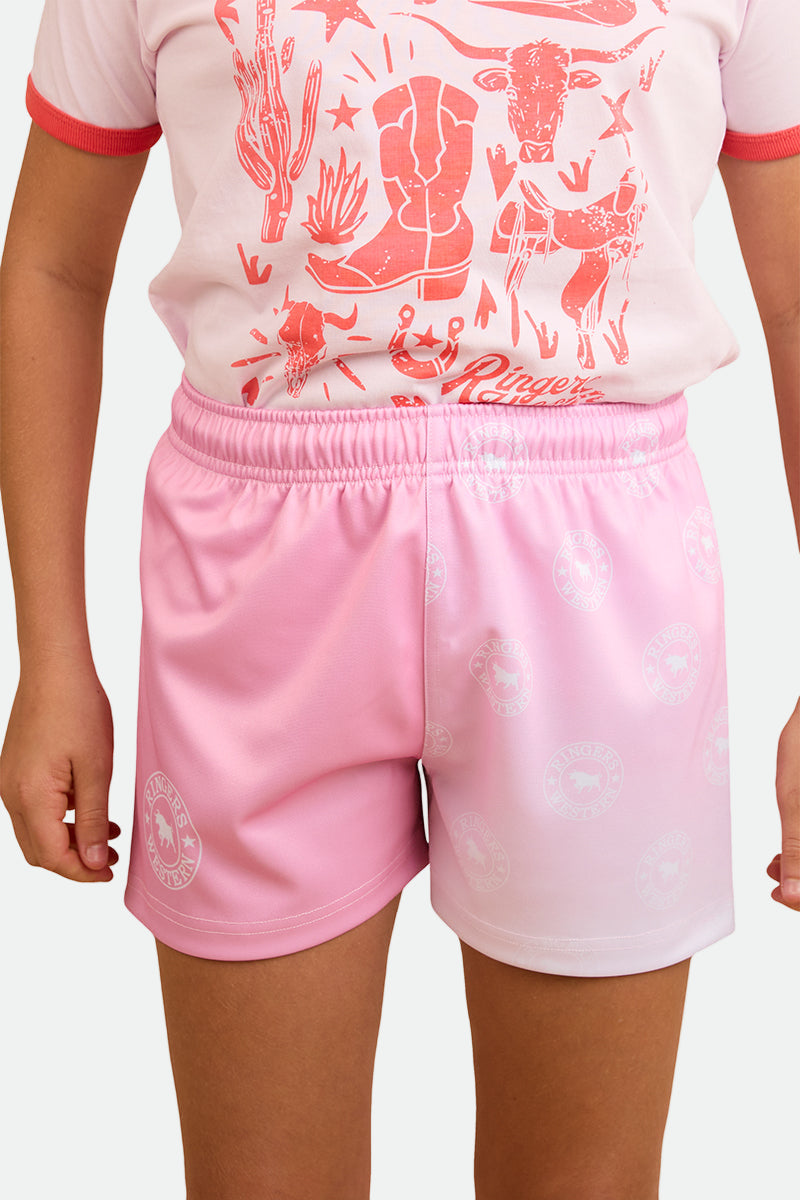 Ringers Western Kids Signature Bull Footy Short - Pink