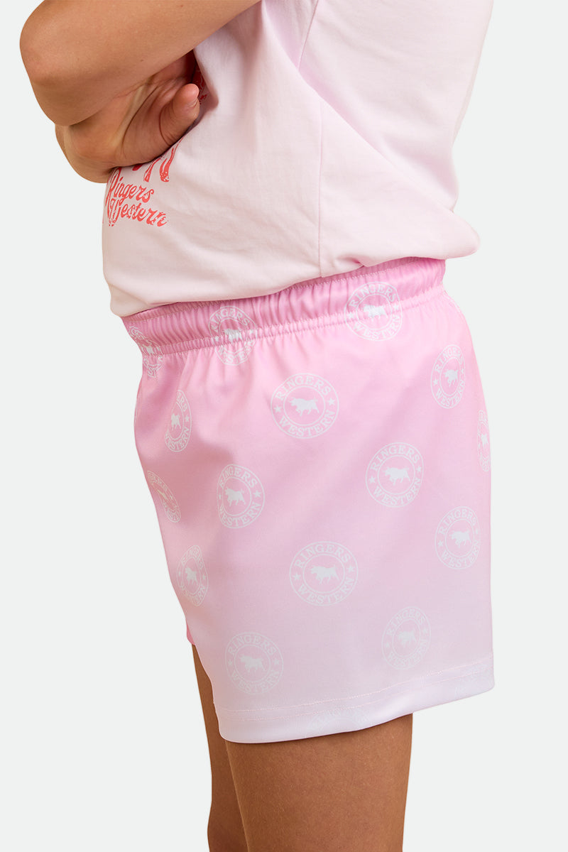 Ringers Western Kids Signature Bull Footy Short - Pink