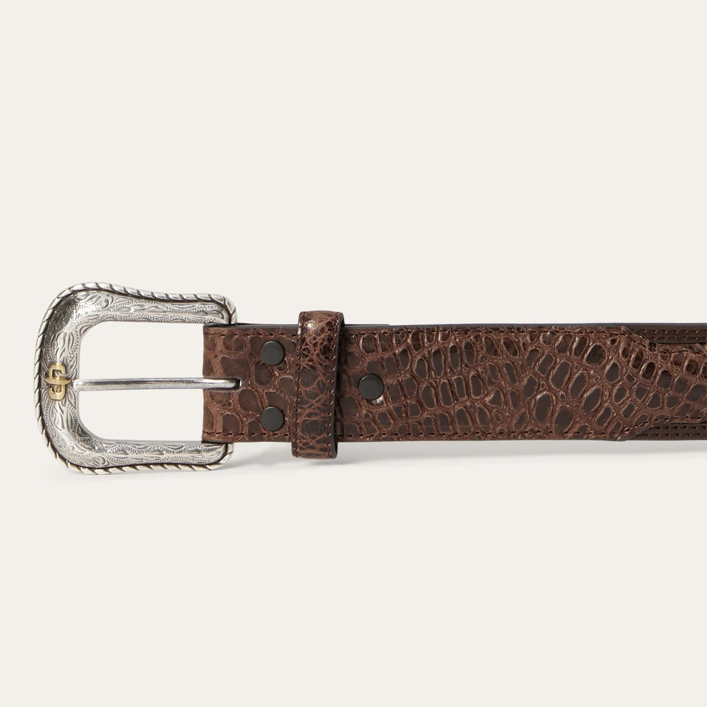 Stetson Ostrich Print Croco Embossed Western Tabs Belt - Cognac/California Nut- 38mm