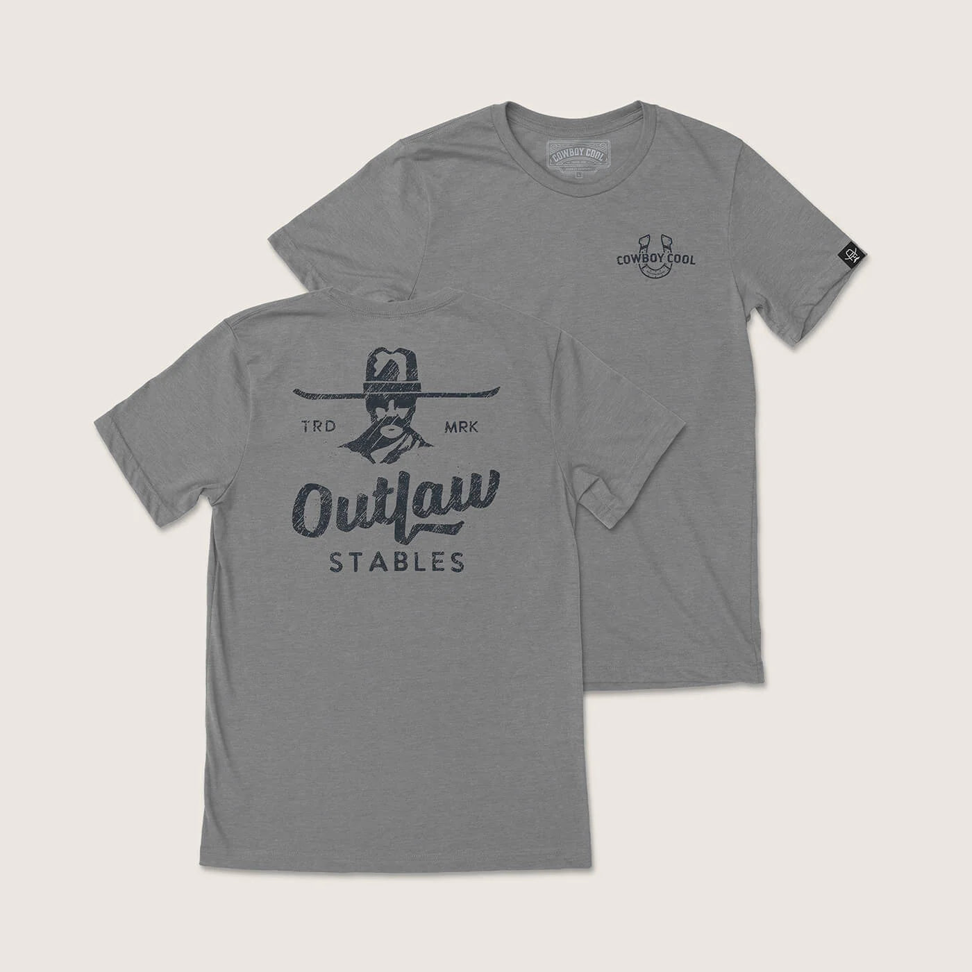 Cowboy Cool Mens Outlaw Stables T-Shirt - Deep Heather