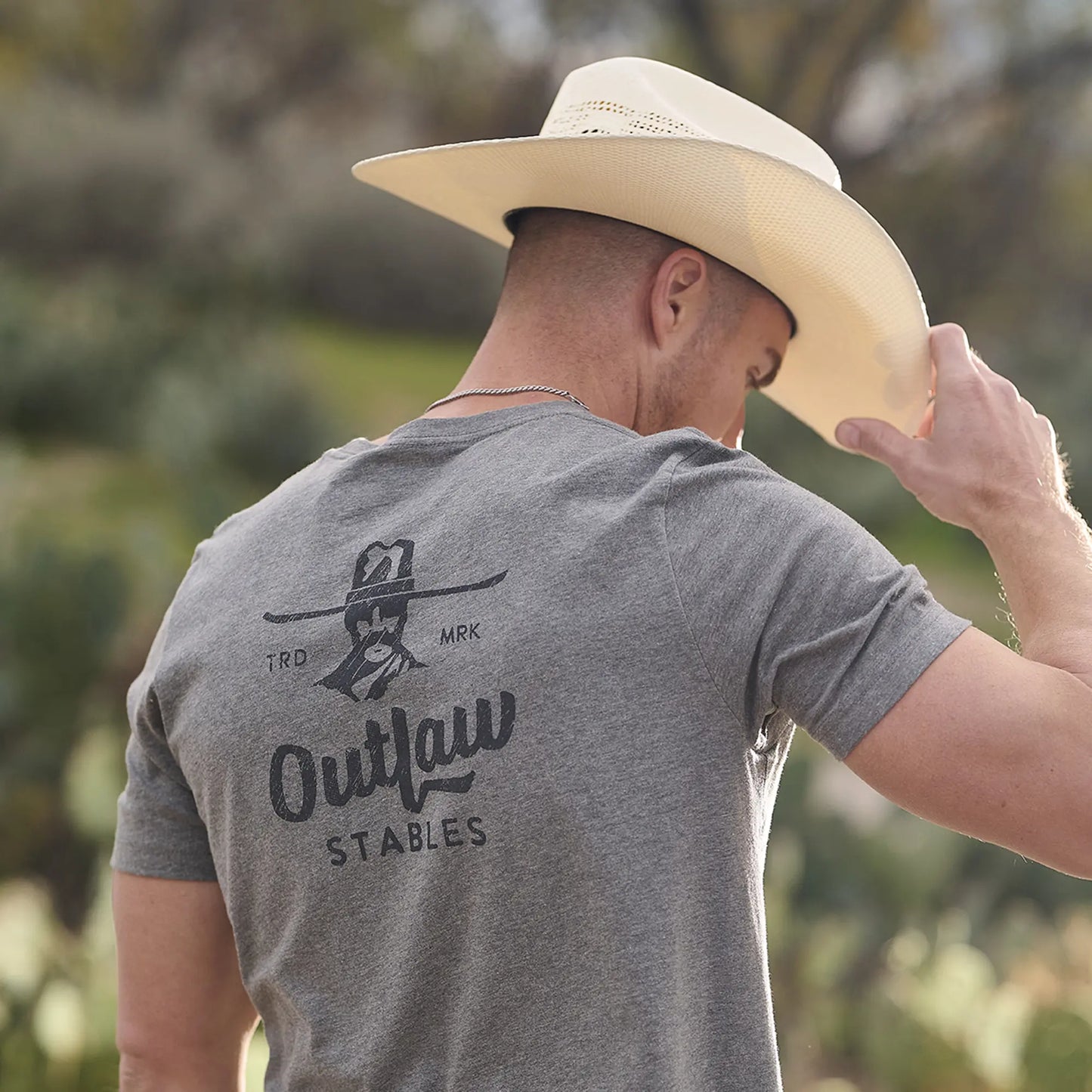 Cowboy Cool Mens Outlaw Stables T-Shirt - Deep Heather