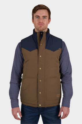 PURE WESTERN MENS MARTIN REVERSIBLE VEST (TAN/NAVY)