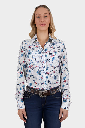 PURE WESTERN WOMENS FLORA L/S SHIRT (EGRET/MULTI)