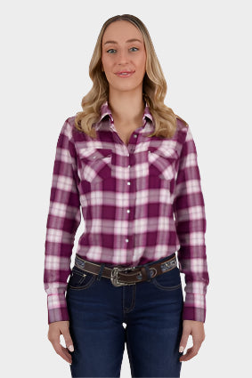 PURE WESTERN WOMENS SHAKIA L/S SHIRT (PURPLE/PINK)