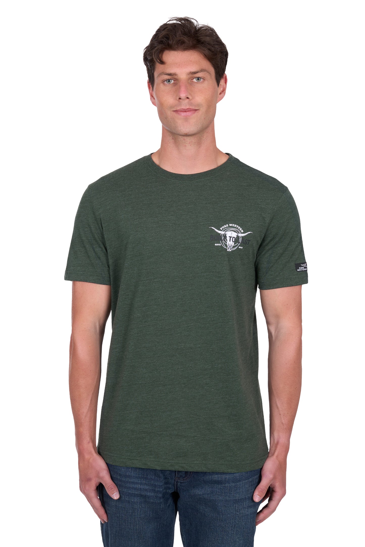 Pure Western Men's Todd Ss Tee - Green Marle