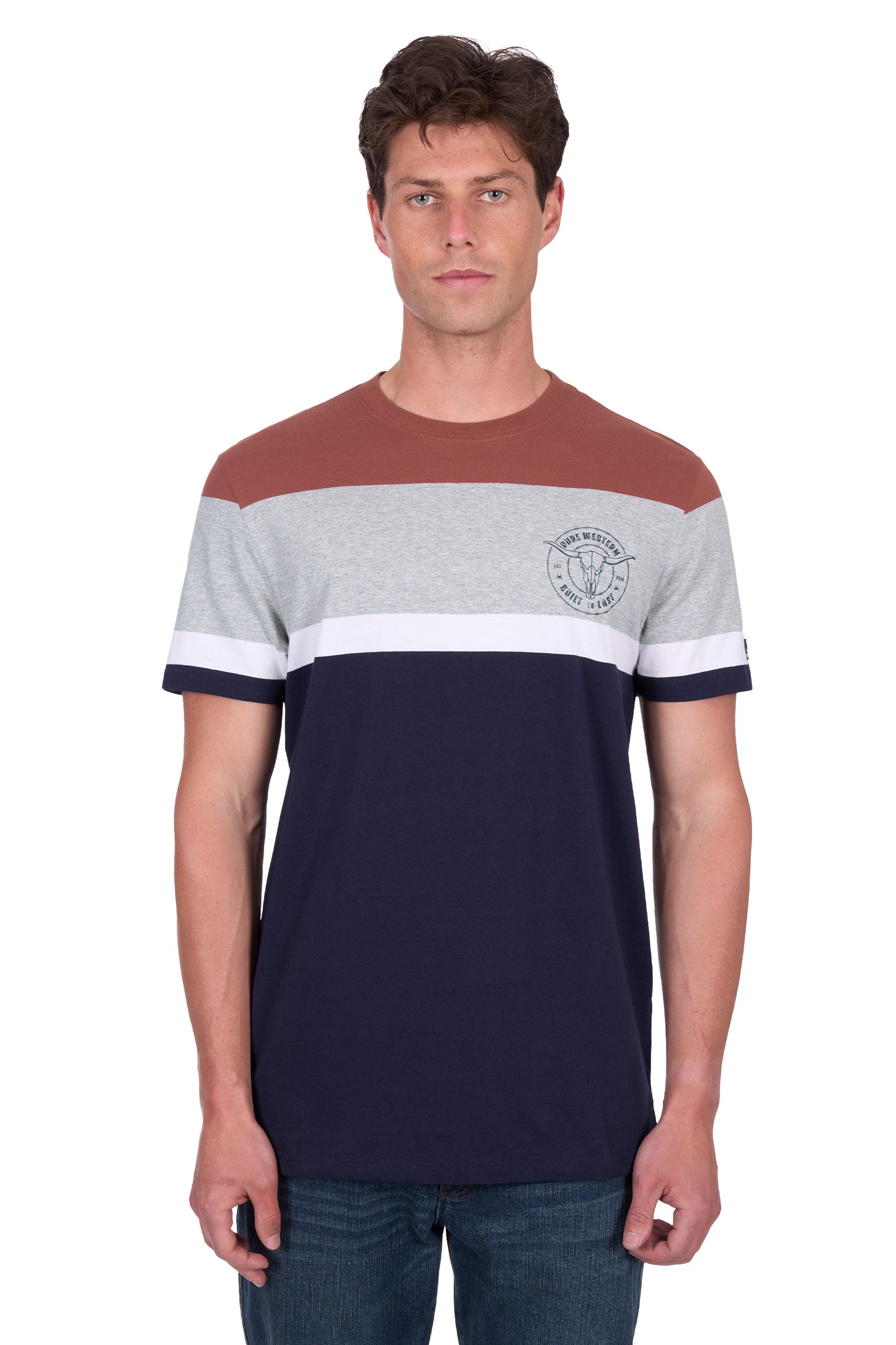 Pure Western Men's Jeffrey Ss Tee - Navy/Rust