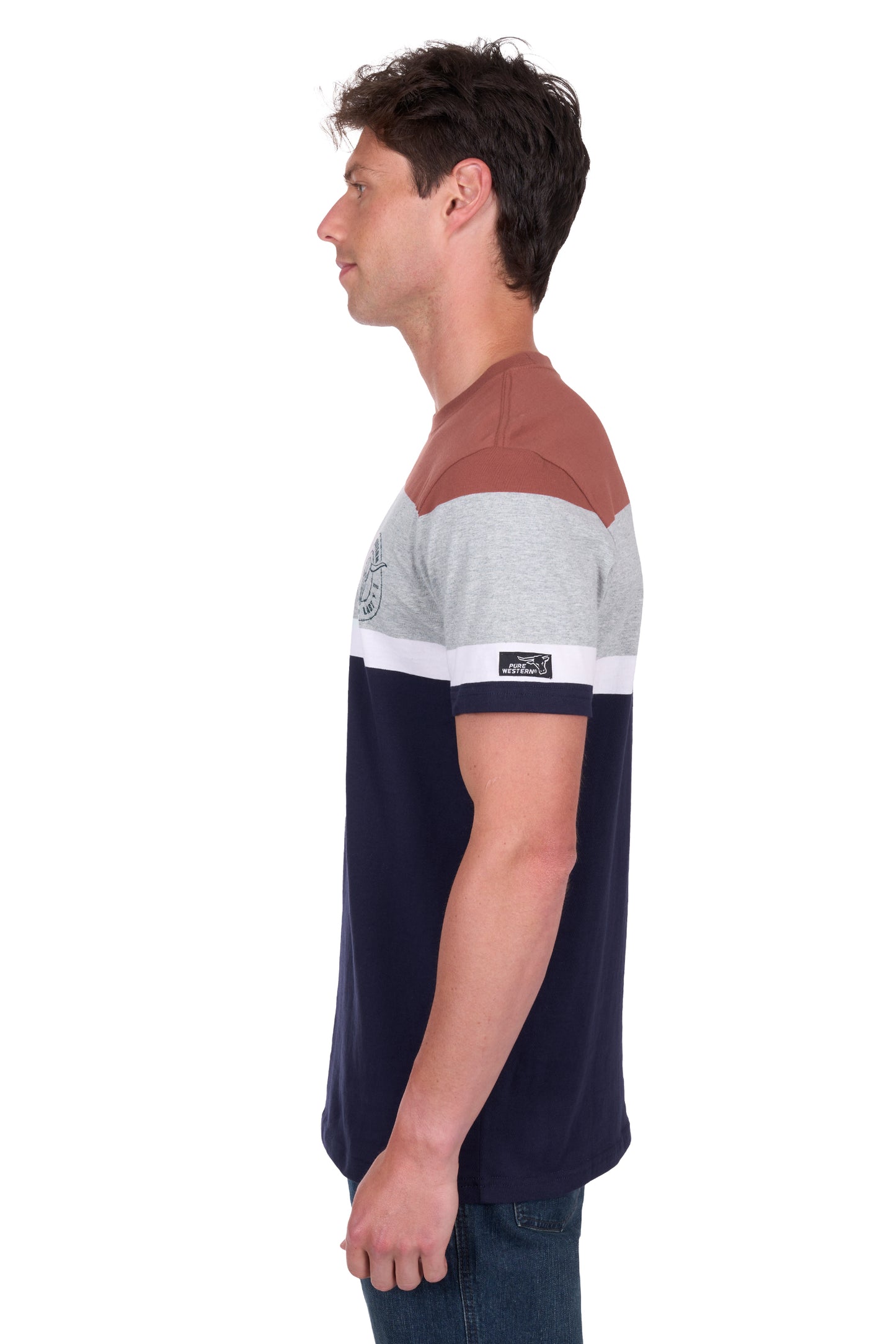 Pure Western Men's Jeffrey Ss Tee - Navy/Rust