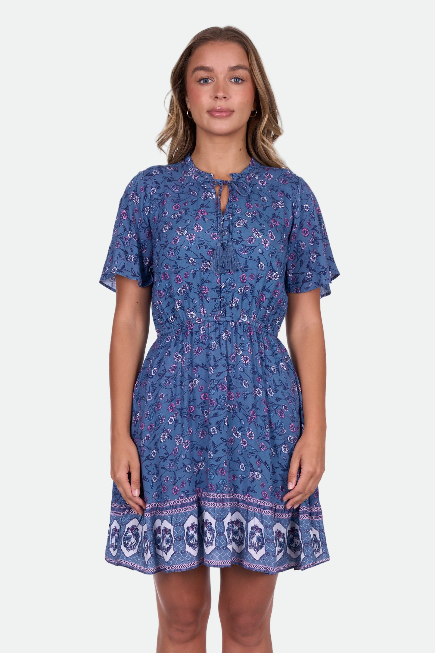 Pure Western Women's Farrah Ss Dress - Blue