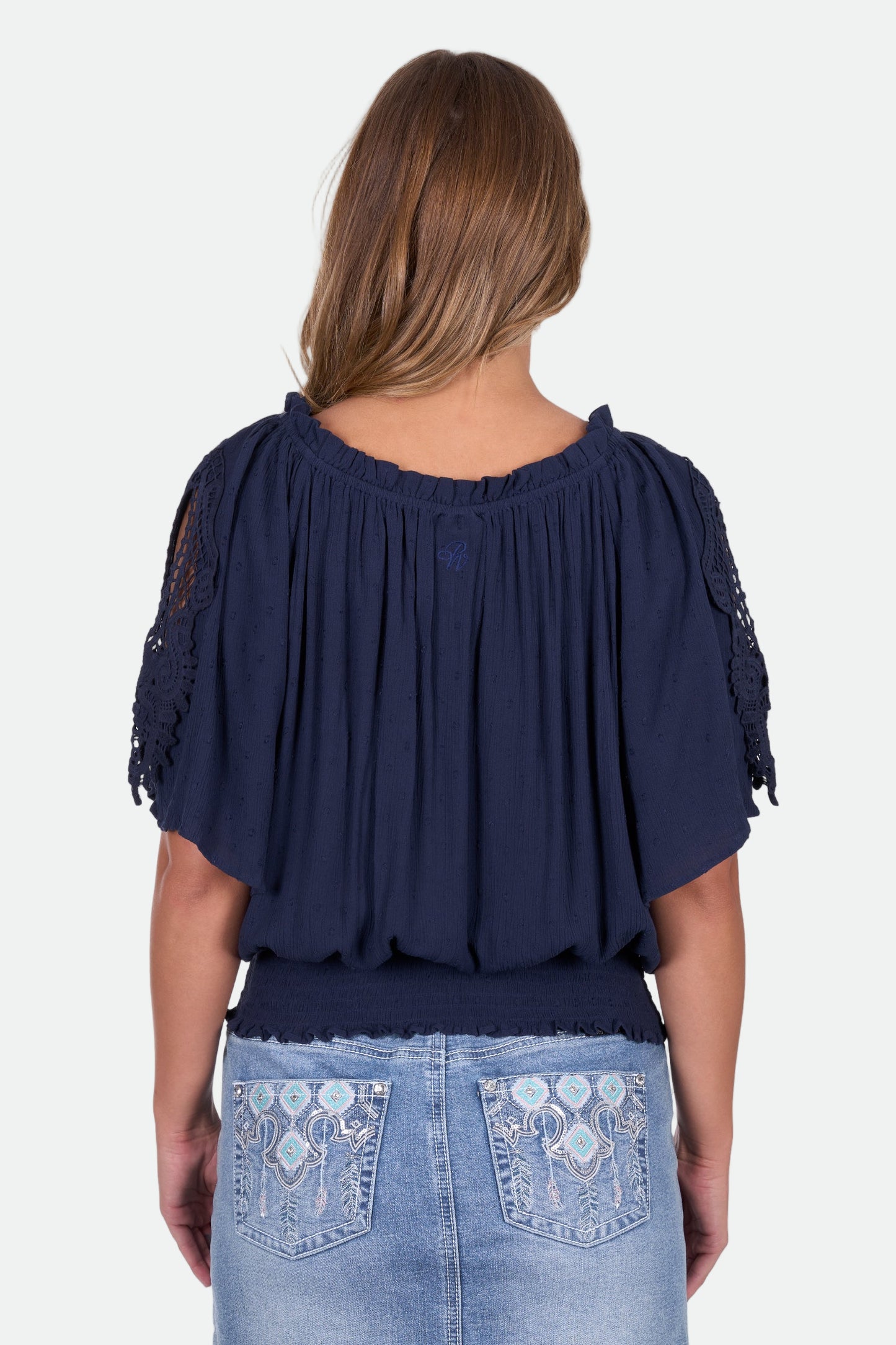 Pure Western Women's Deannie Ss Blouse - Navy