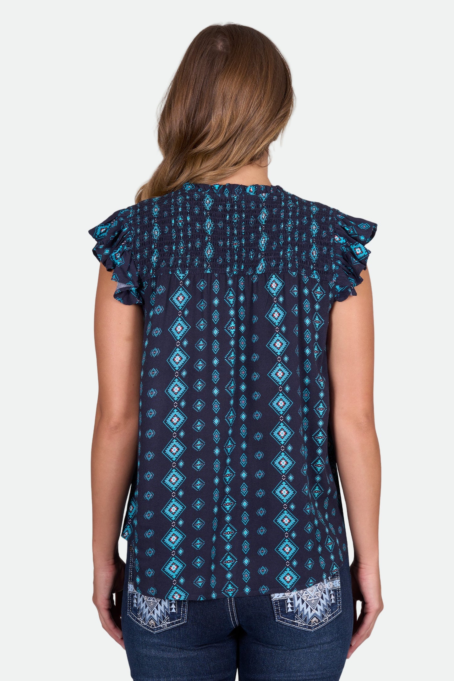 Pure Western Women's Estella SL Blouse - Navy