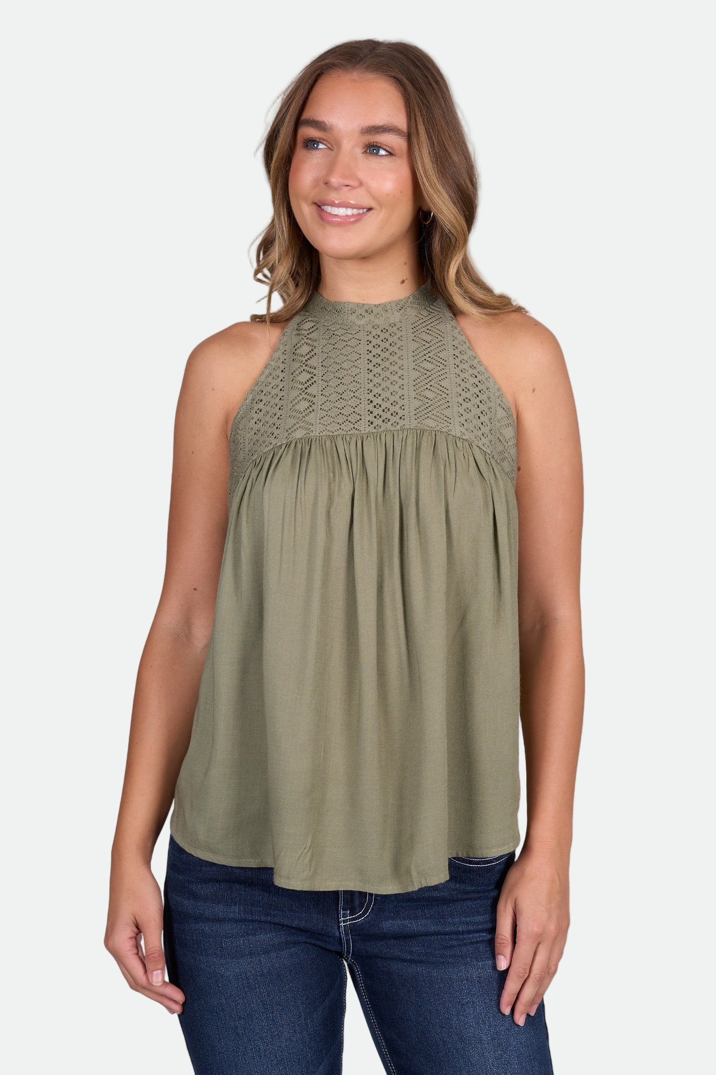 Pure Western Women's Abigail SL Blouse - Moss