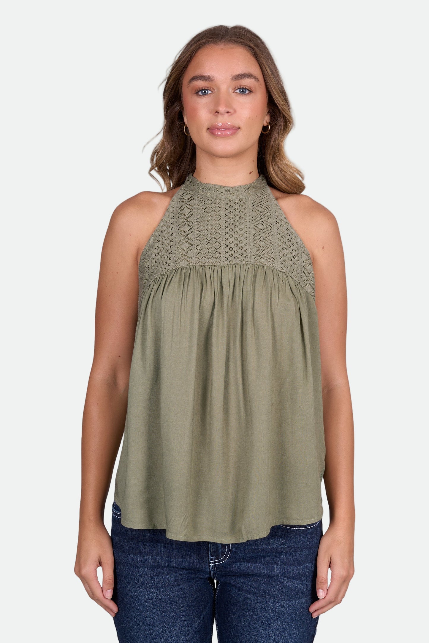 Pure Western Women's Abigail SL Blouse - Moss