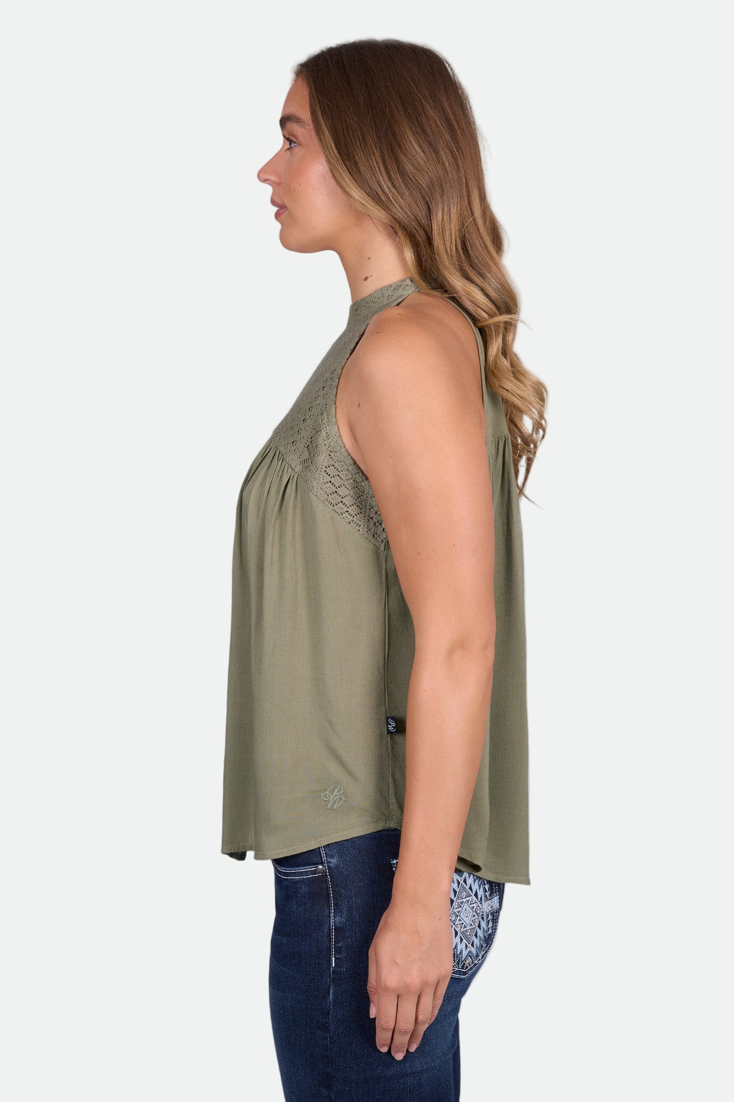 Pure Western Women's Abigail SL Blouse - Moss