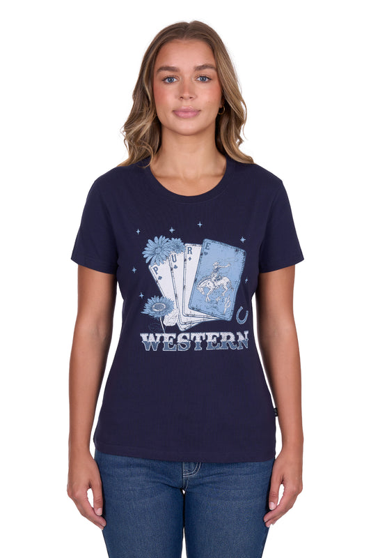Pure Western Women's Sherry Ss Tee - Navy