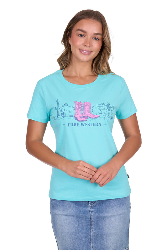 Pure Western Women's Shelly Ss Tee - Turquoise