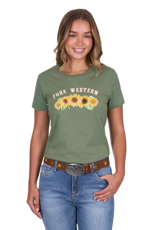 Pure Western Women's Charlie Ss Tee - Moss