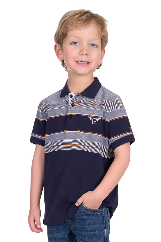 Pure Western Boy's Brad Ss Polo - Navy