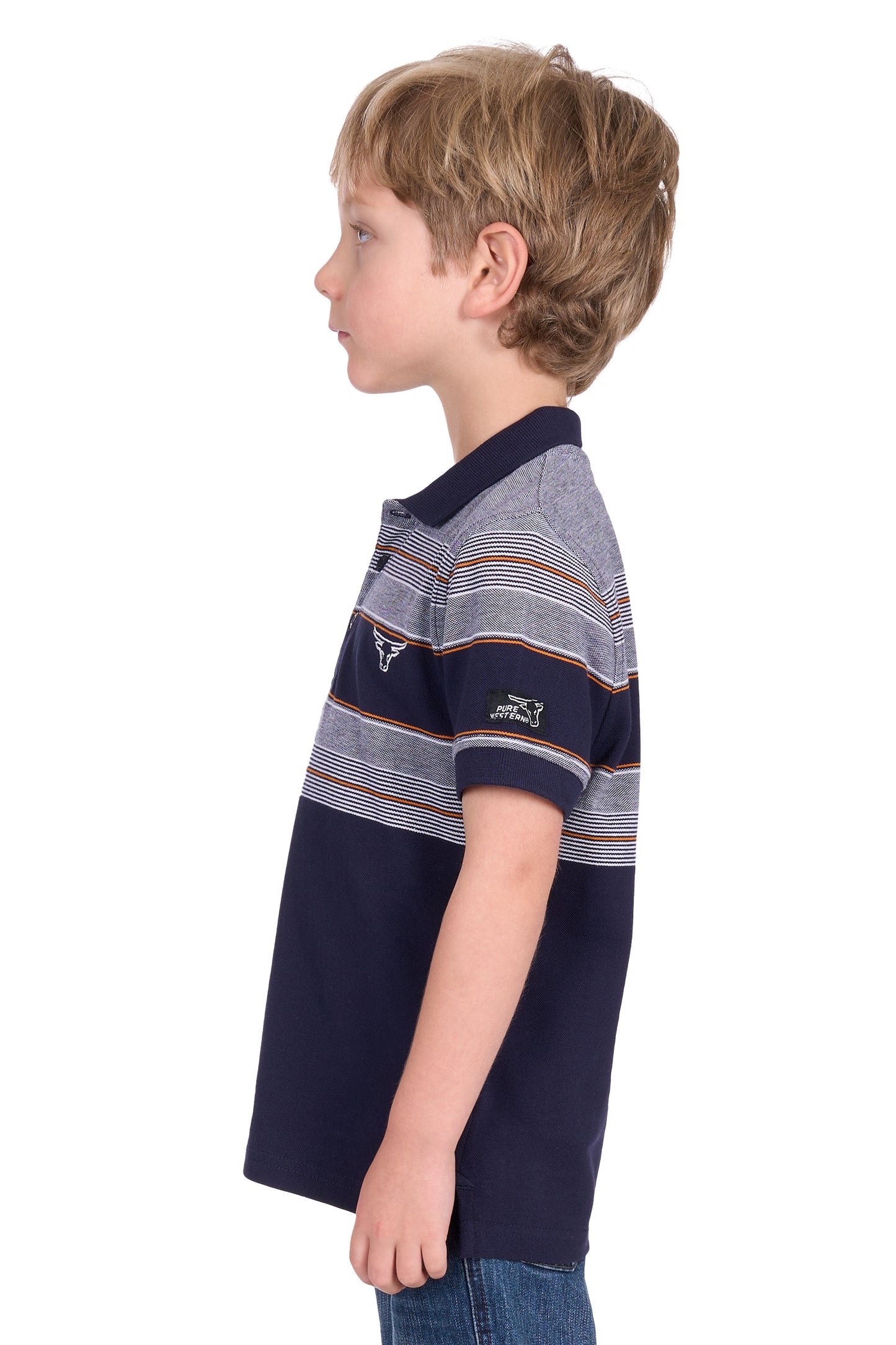 Pure Western Boy's Brad Ss Polo - Navy