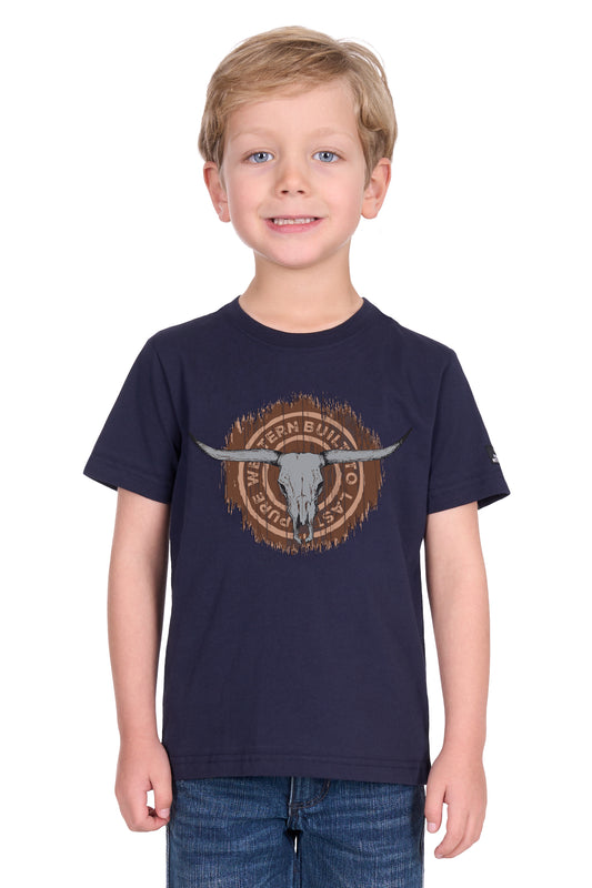 Pure Western Boy's Samuel Ss Tee - Navy