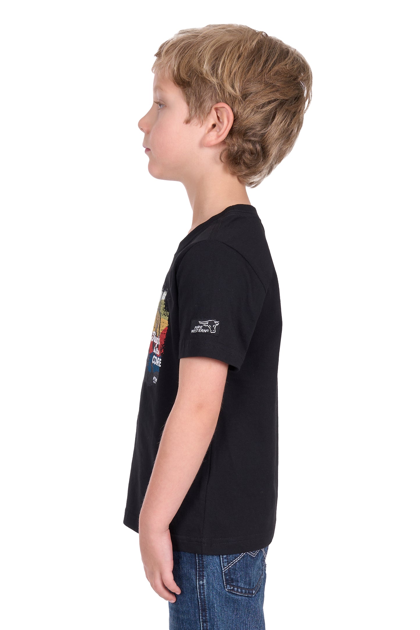 Pure Western Boy's Terry Ss Tee - Black