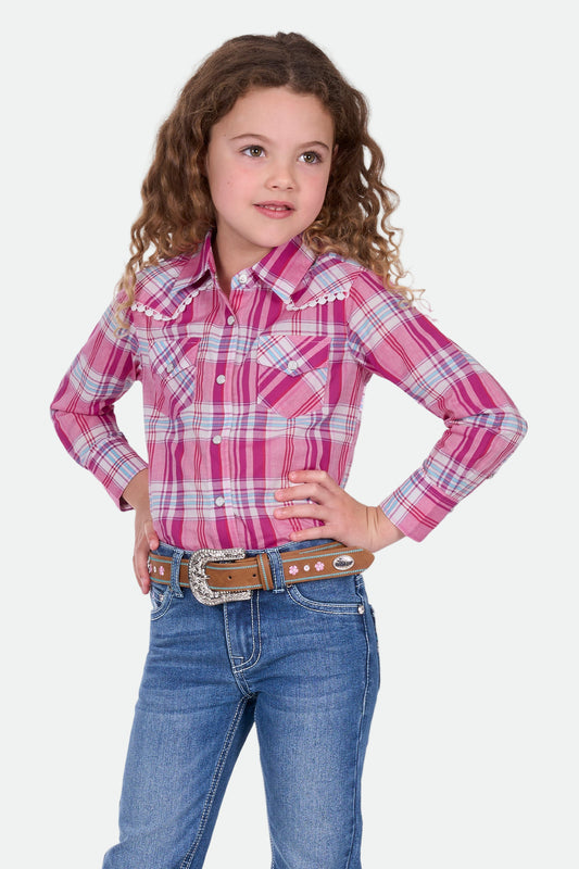 Pure Western Girl's Leni Ls Shirt - Pink