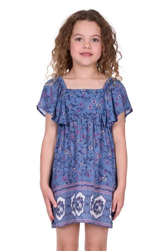 Pure Western Girl's Amanda Ss Dress - Blue