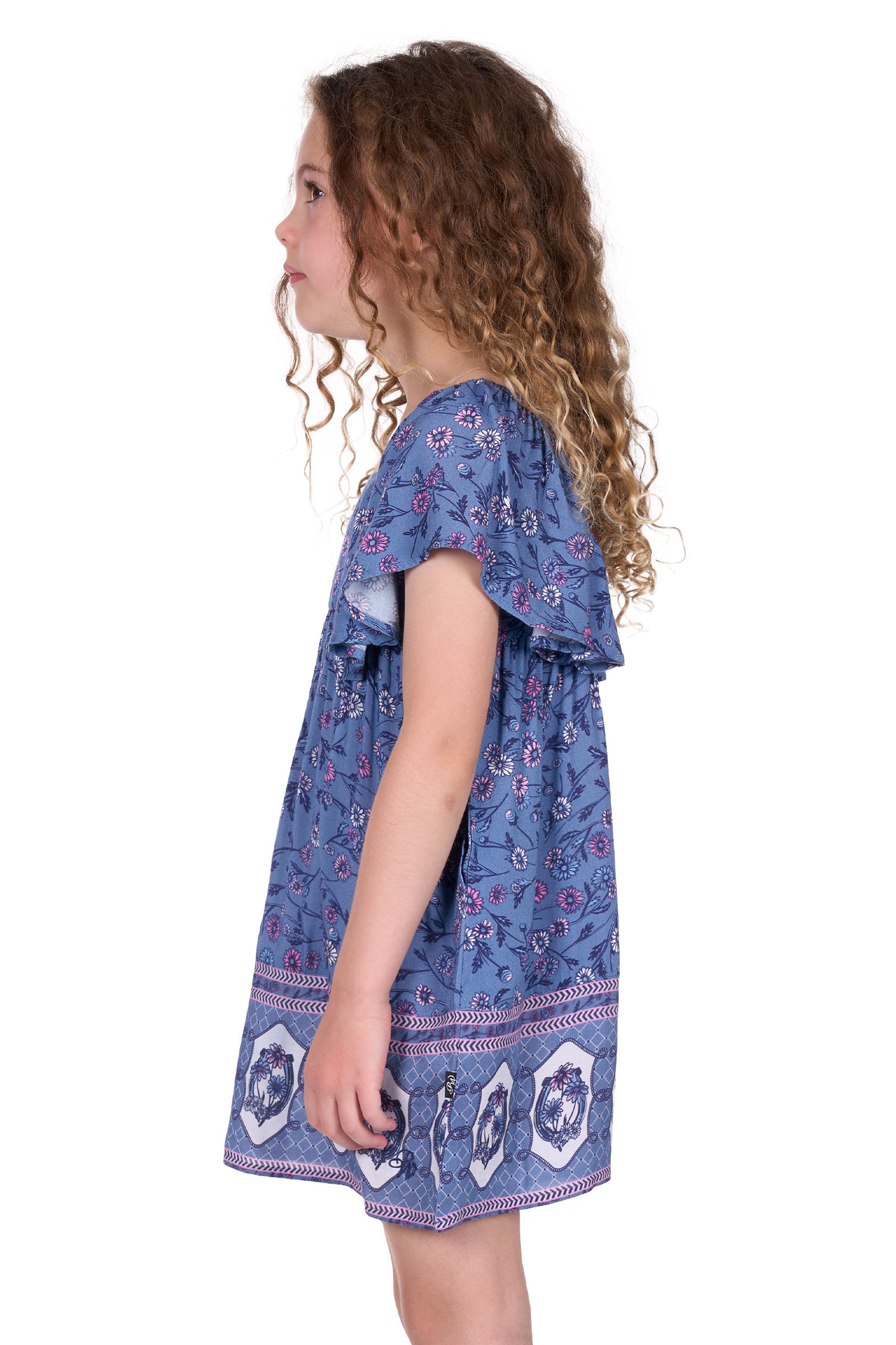Pure Western Girl's Amanda Ss Dress - Blue
