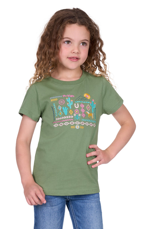 Pure Western Girl's Candice Ss Tee - Moss