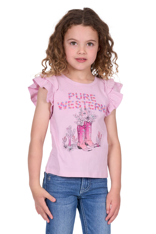 Pure Western Girl's Pietta Ss Tee - Pink
