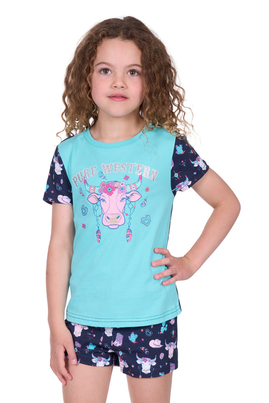 Pure Western Girl's Cowgirl Pyjamas - Navy/Aqua