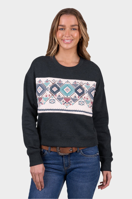 Pure Western Women’s Clara Crew - Charcoal Marle