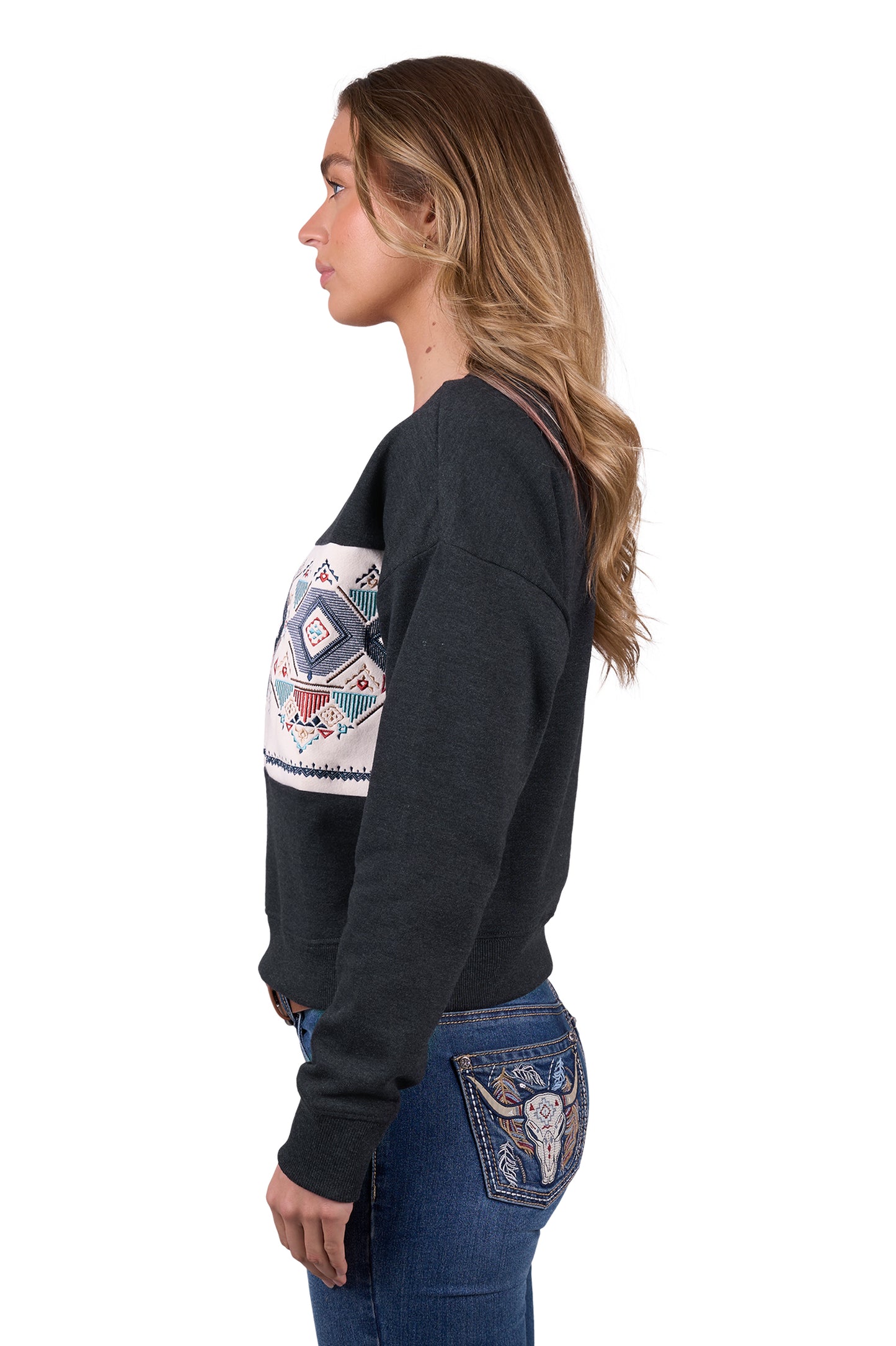 Pure Western Women’s Clara Crew - Charcoal Marle