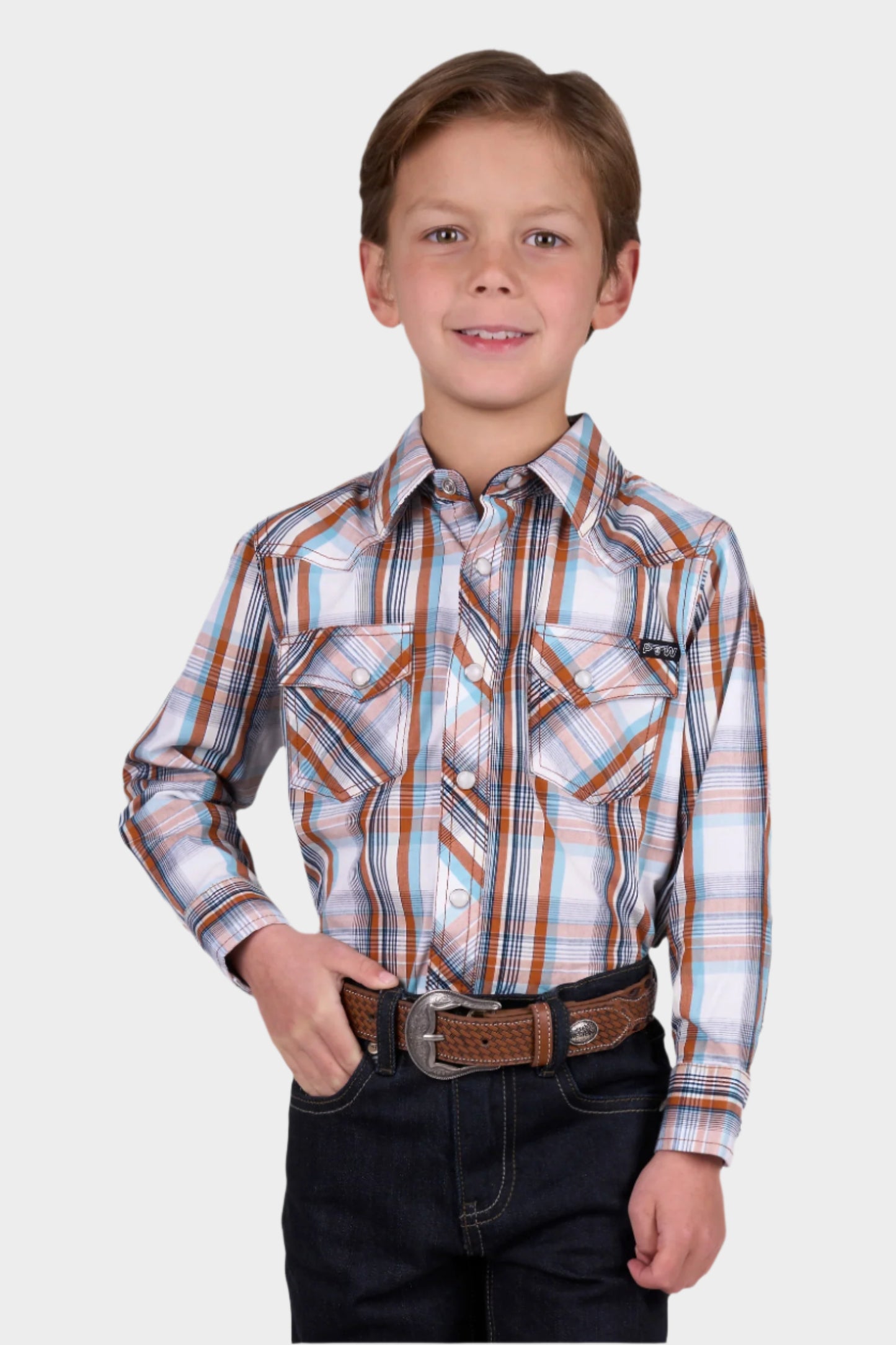 Pure Western Boys Axel Ls Shirt - Tan