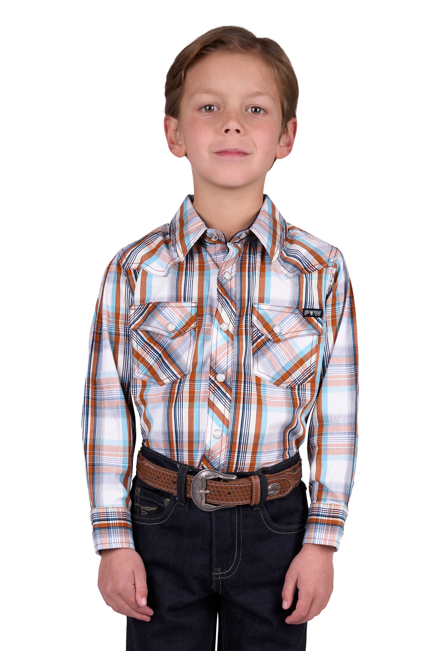 Pure Western Boys Axel Ls Shirt - Tan