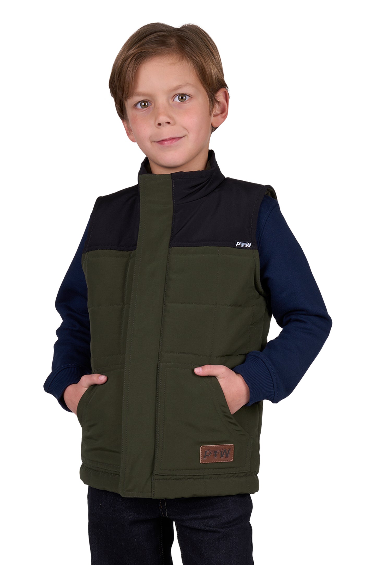 Pure Western Boy's Ralph Revs Vest - GREEN/BLACK