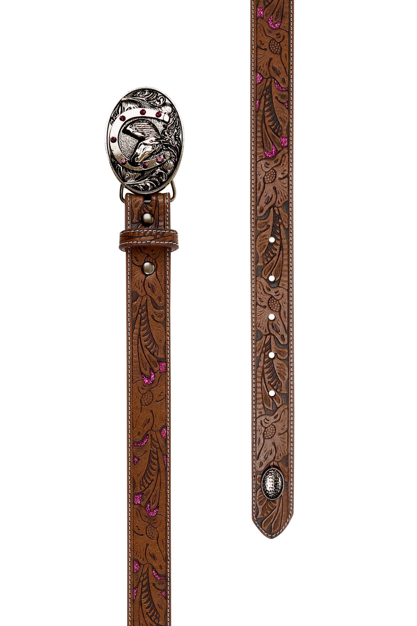 Pure Western Girls Elsa Belt - Tan/HotPink