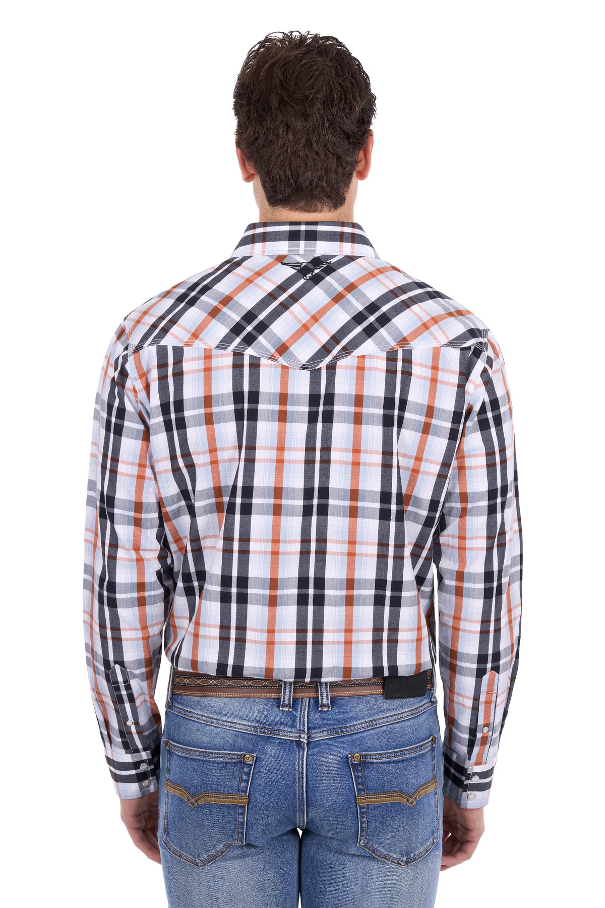 Pure Western Men’s Terry Long Sleeve Shirt – Black/Rust