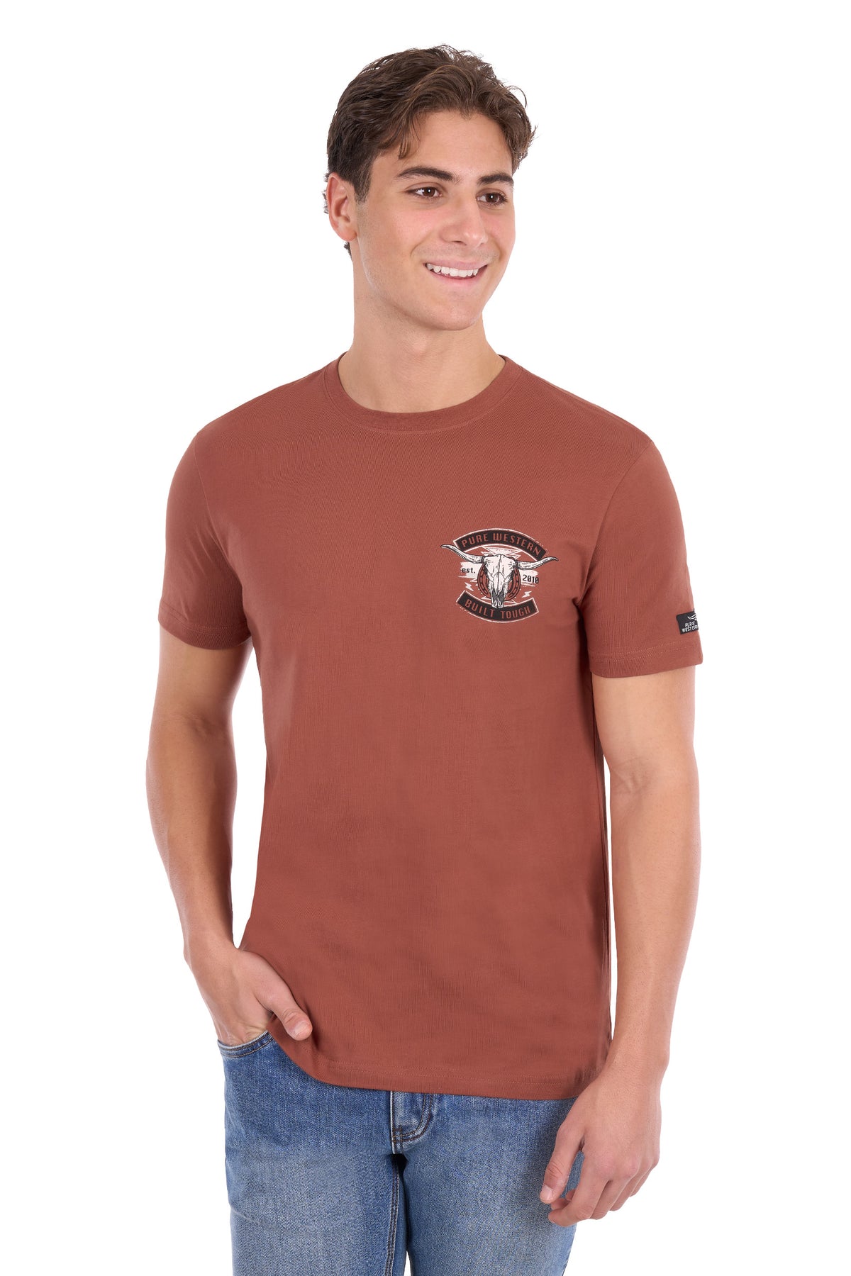 Pure Western Men's Joey Short Sleeve Tee – Rust