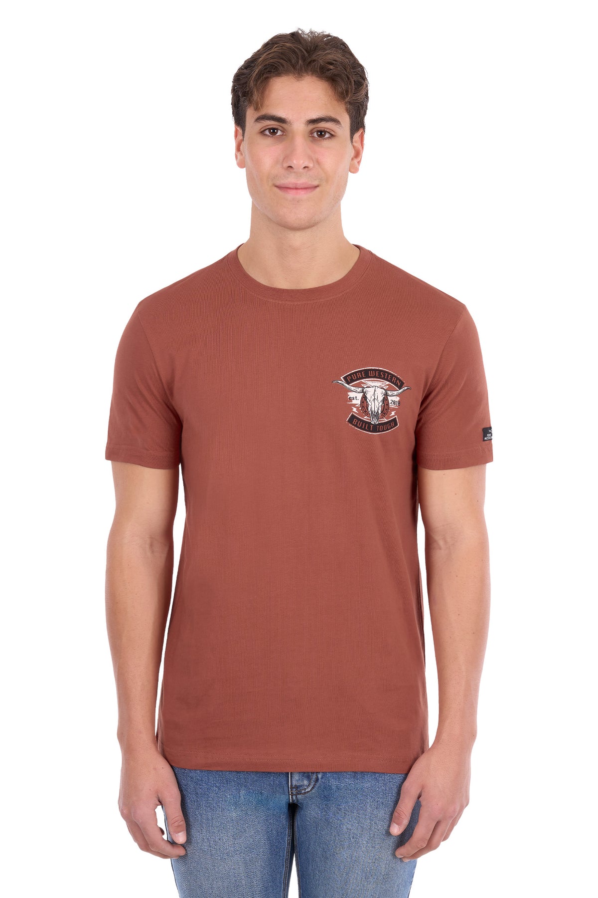 Pure Western Men's Joey Short Sleeve Tee – Rust