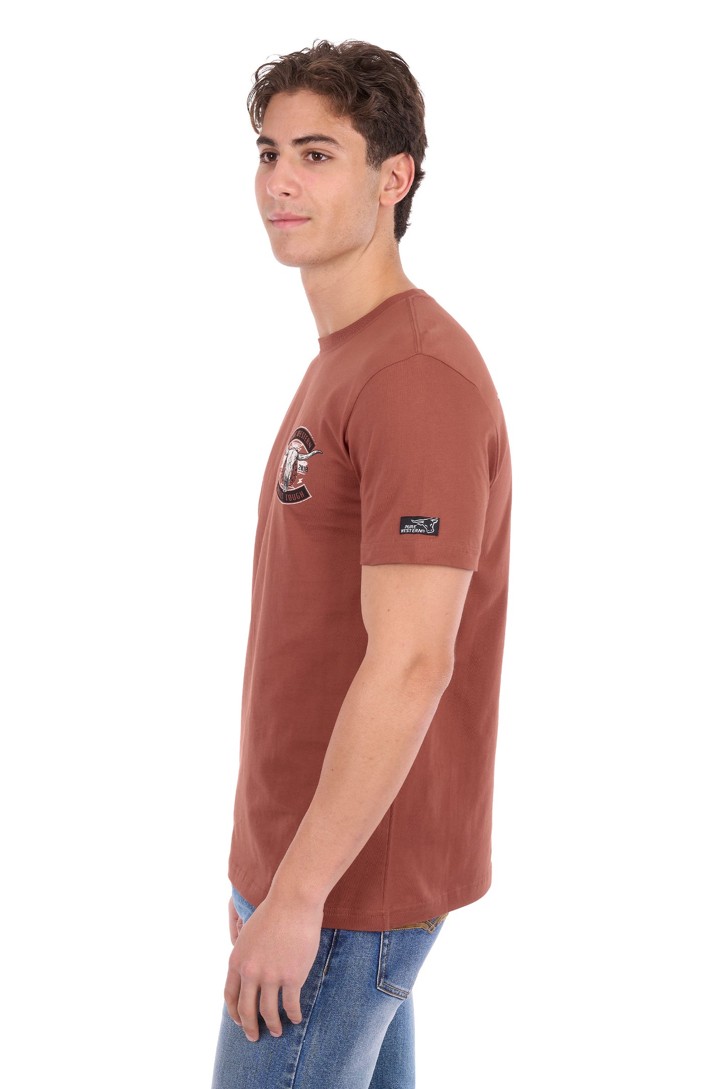 Pure Western Men's Joey Short Sleeve Tee – Rust