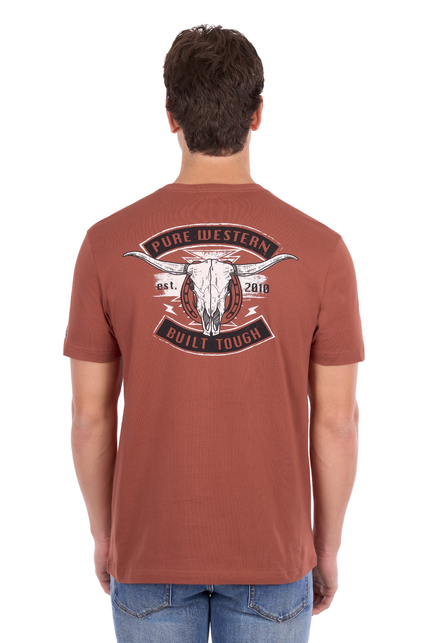 Pure Western Men's Joey Short Sleeve Tee – Rust