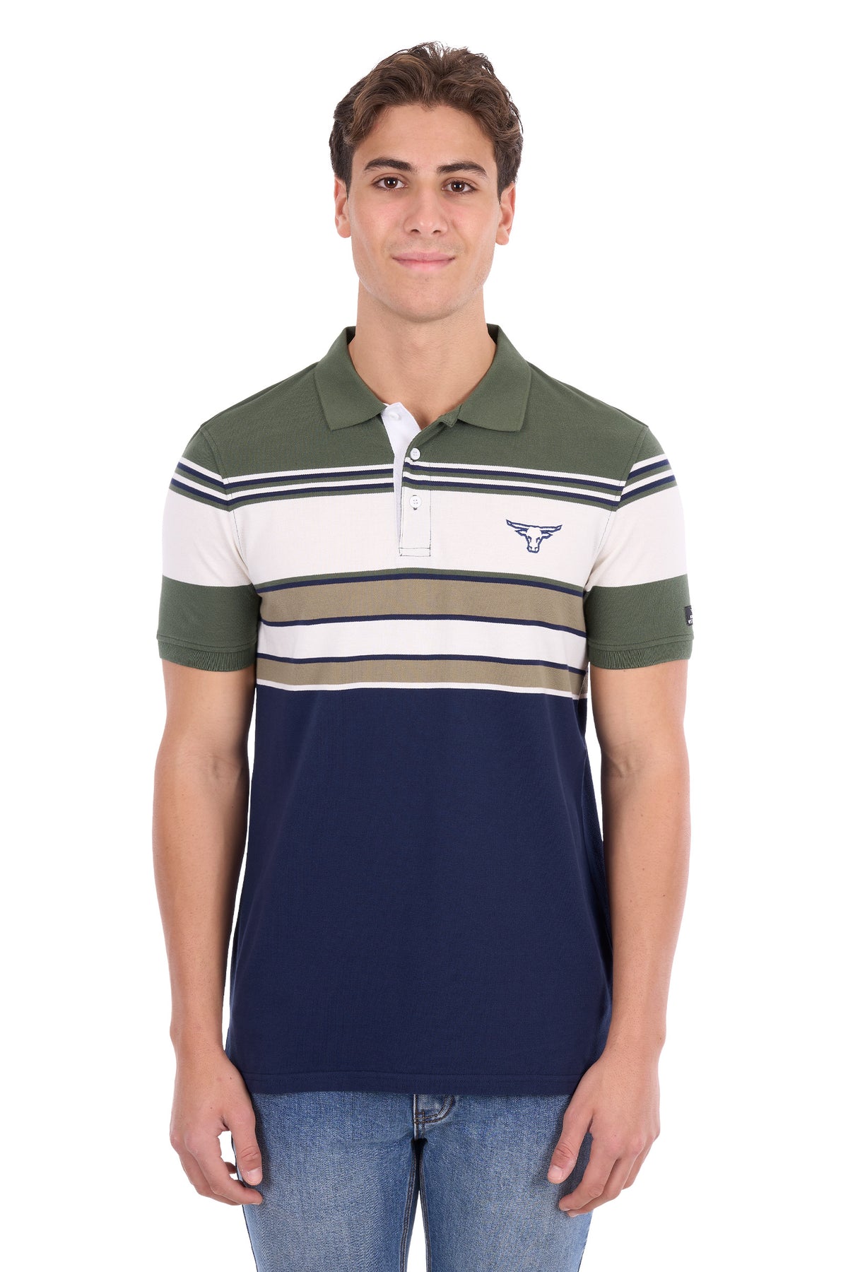 Pure Western Men's Jay Short Sleeve Polo - Green/Navy
