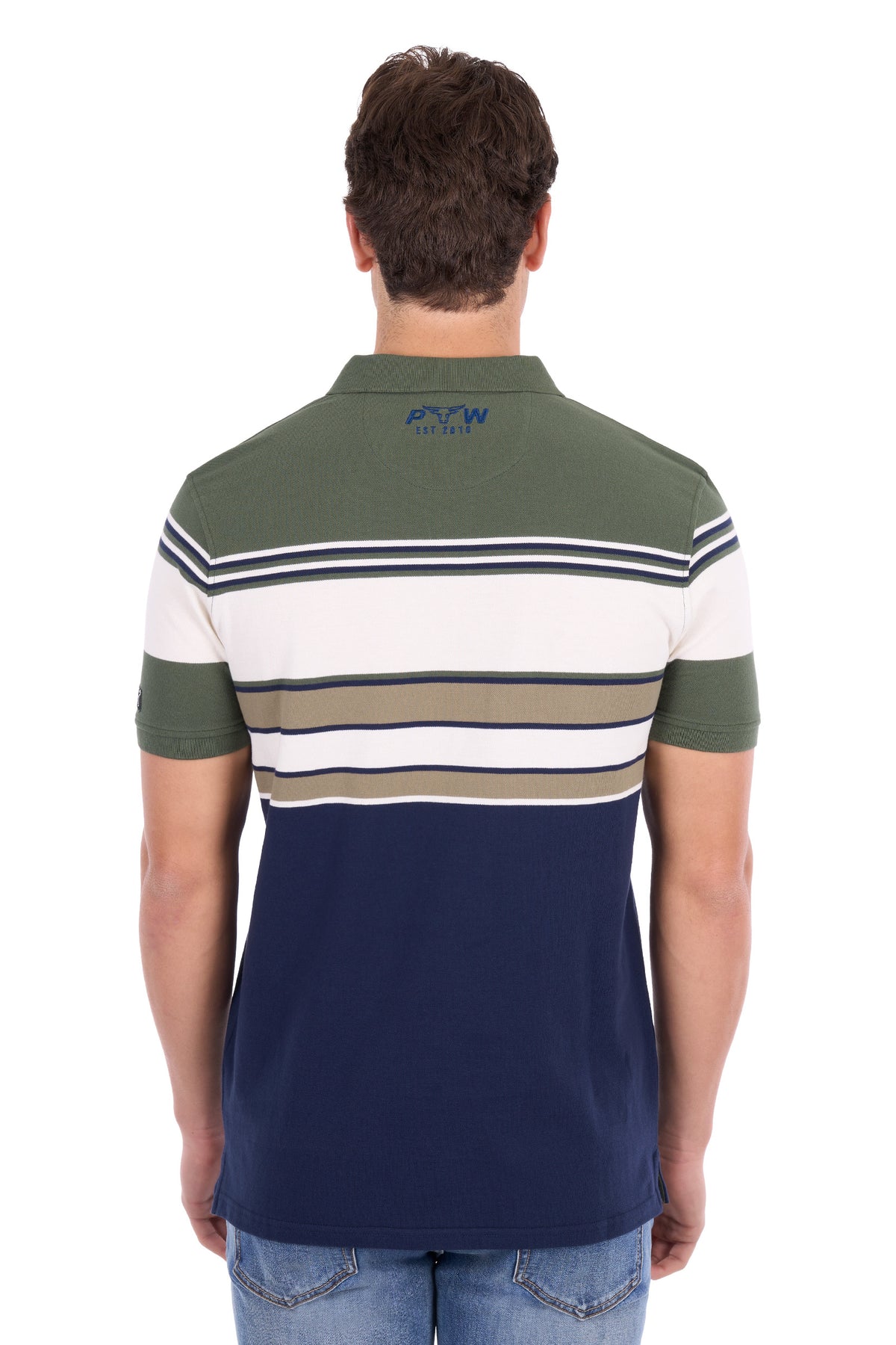 Pure Western Men's Jay Short Sleeve Polo - Green/Navy